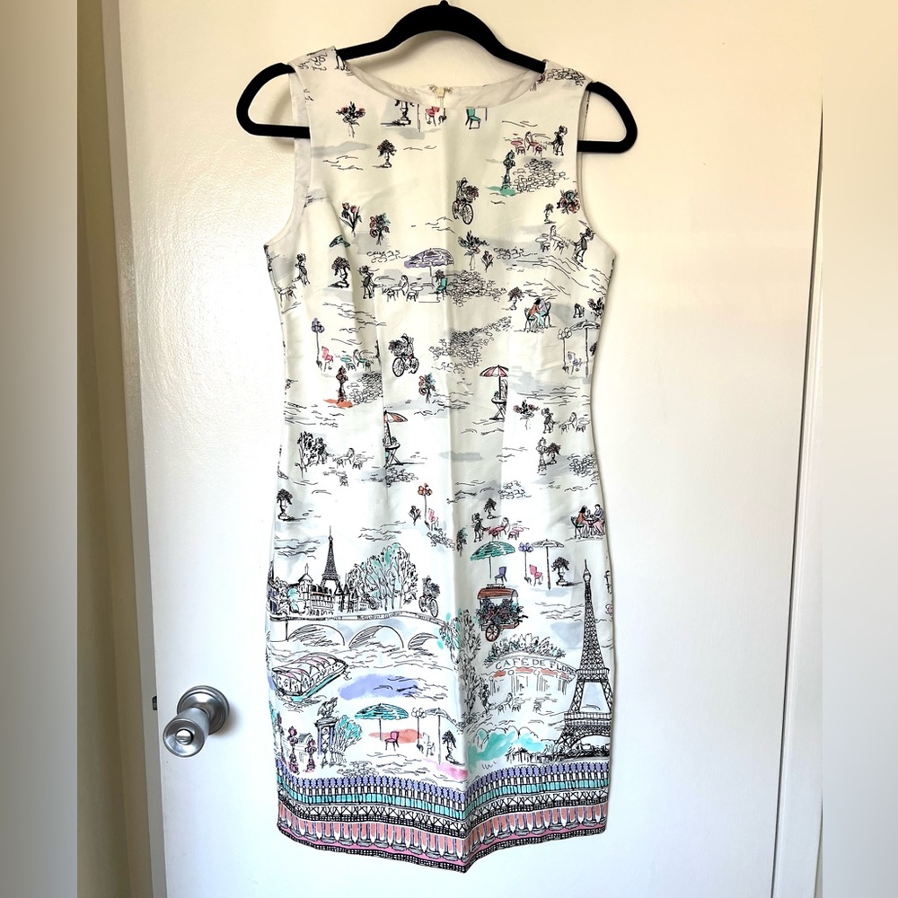 Chetta B size 4 Paris printing dress knee length